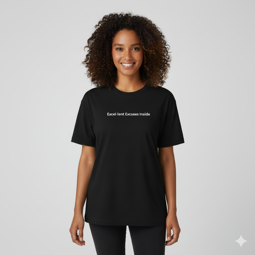 Excel-lent excuses inside oversized T shirt